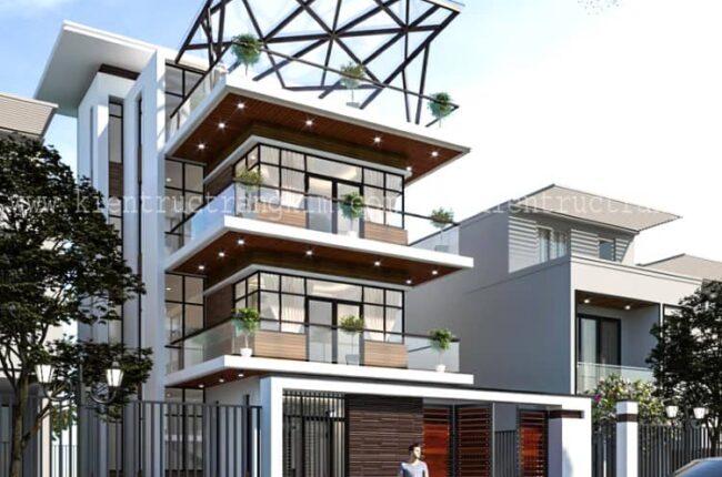 Phối cảnh thiết kế biệt thự 3 tầng 1 tum