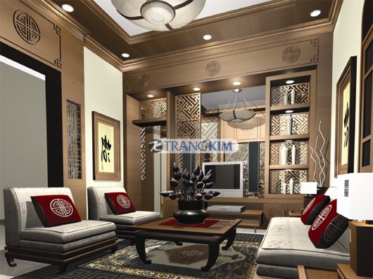 Một số hình ảnh phối cảnh thiết kế nội thất biệt thự 3 tầng phong cách Việt 1