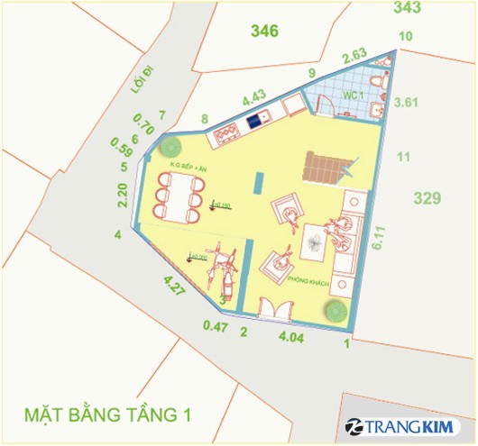 Mặt bằng thiết kế và bố trí tầng 1 1 Mặt bằng thiết kế và bố trí tầng 1 1
