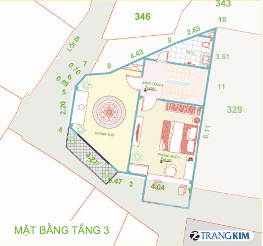 Mặt bằng thiết kế và bố trí tầng 3 1 Mặt bằng thiết kế và bố trí tầng 3 1