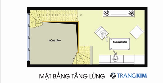 Mặt bằng thiết kế tầng lửng 1