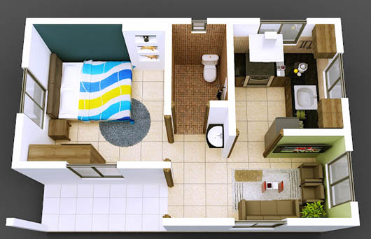 Mẫu thiết kế tổng thể nội thất cho căn hộ chung cư mini 4