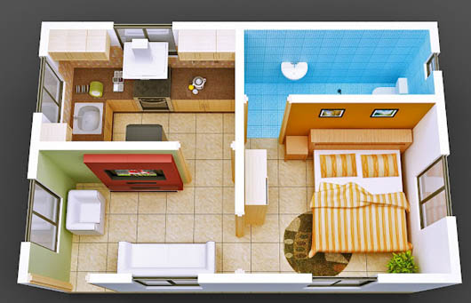 Mẫu thiết kế tổng thể nội thất cho căn hộ chung cư mini 6