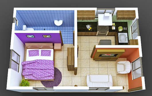 Mẫu thiết kế tổng thể nội thất cho căn hộ chung cư mini 8