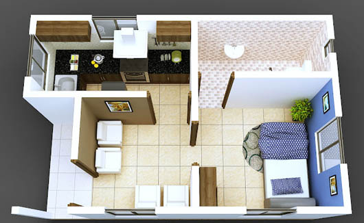 Mẫu thiết kế tổng thể nội thất cho căn hộ chung cư mini 9