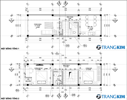 Mặt bằng tầng 1, tầng 2 1