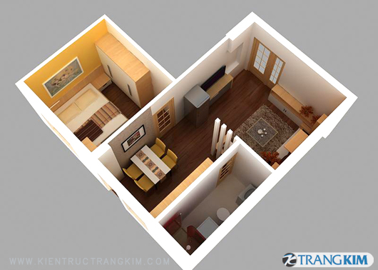 Thiết kế nội thất căn hộ chung cư 40m2 đẹp, gọn mà rẻ - Trangkim