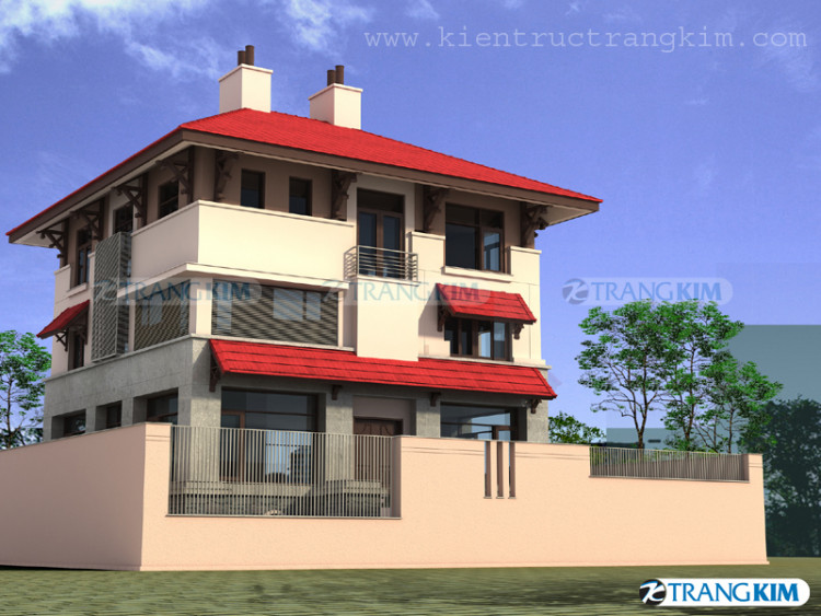 Phối cảnh thiết kế biệt thự hiện đại 3 tầng tại Hà Nội 2