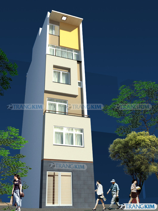 Hình ảnh phối cảnh thiết kế nhà ống 7 tầng góc 2 1 Hình ảnh phối cảnh thiết kế nhà ống 7 tầng góc 2 1