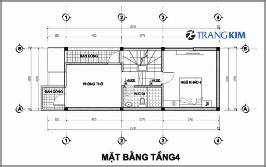Mặt bằng thiết kế nhà ống 5 tầng 4