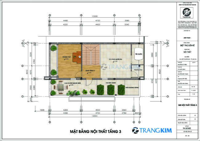 Phương án bố trí không gian biệt thự phố tầng 3 1 Phương án bố trí không gian biệt thự phố tầng 3 1