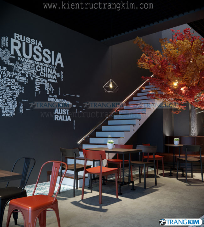 Hình ảnh phối cảnh thiết kế nội thất quán cà phê hiện đại 6