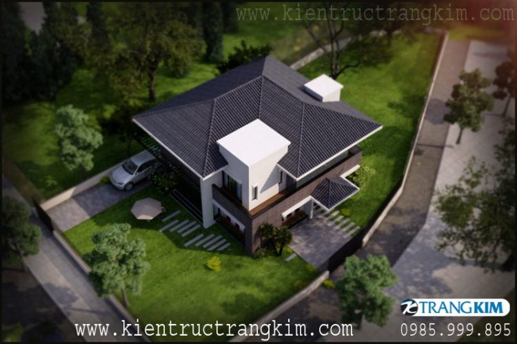 Thiết kế biệt thự 2 tầng xanh mát