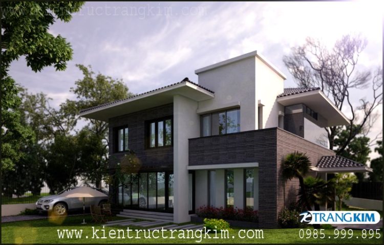 Thiết kế biệt thự 2 tầng xanh mát