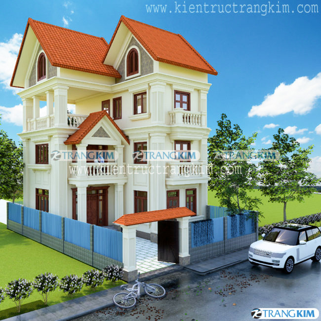 Hình ảnh phối cảnh thiết kế biệt thự 2 tầng 1 tum phong cách tân cổ điển 2 Hình ảnh phối cảnh thiết kế biệt thự 2 tầng 1 tum phong cách tân cổ điển 2