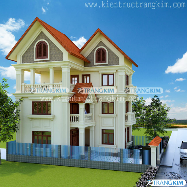 Hình ảnh phối cảnh thiết kế biệt thự 2 tầng 1 tum phong cách tân cổ điển 4 Hình ảnh phối cảnh thiết kế biệt thự 2 tầng 1 tum phong cách tân cổ điển 4