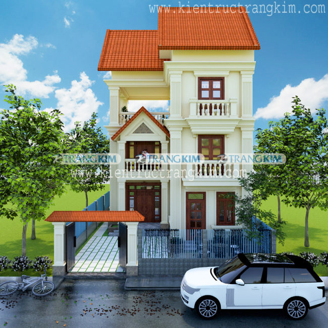 Hình ảnh phối cảnh thiết kế biệt thự 2 tầng 1 tum phong cách tân cổ điển 5 biệt thự phong cách tân cổ điển