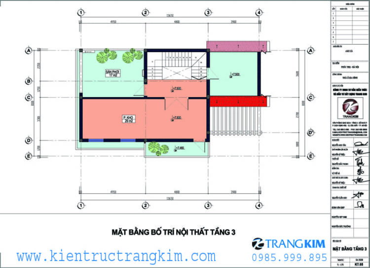 Mặt bằng thiết kế tầng 3 1 Thiết kế biệt thự 3 tầng hiện đại diện tích 300m2