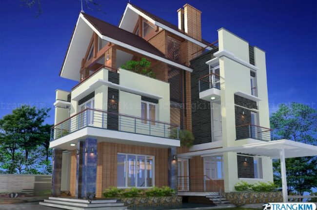 Hình ảnh phối cảnh biệt thự hiện đại