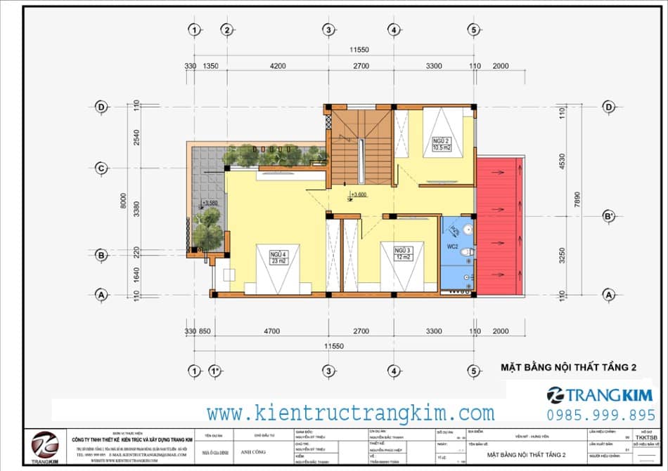 Mặt bằng thiết kế tầng 2 1 Mặt bằng thiết kế tầng 2