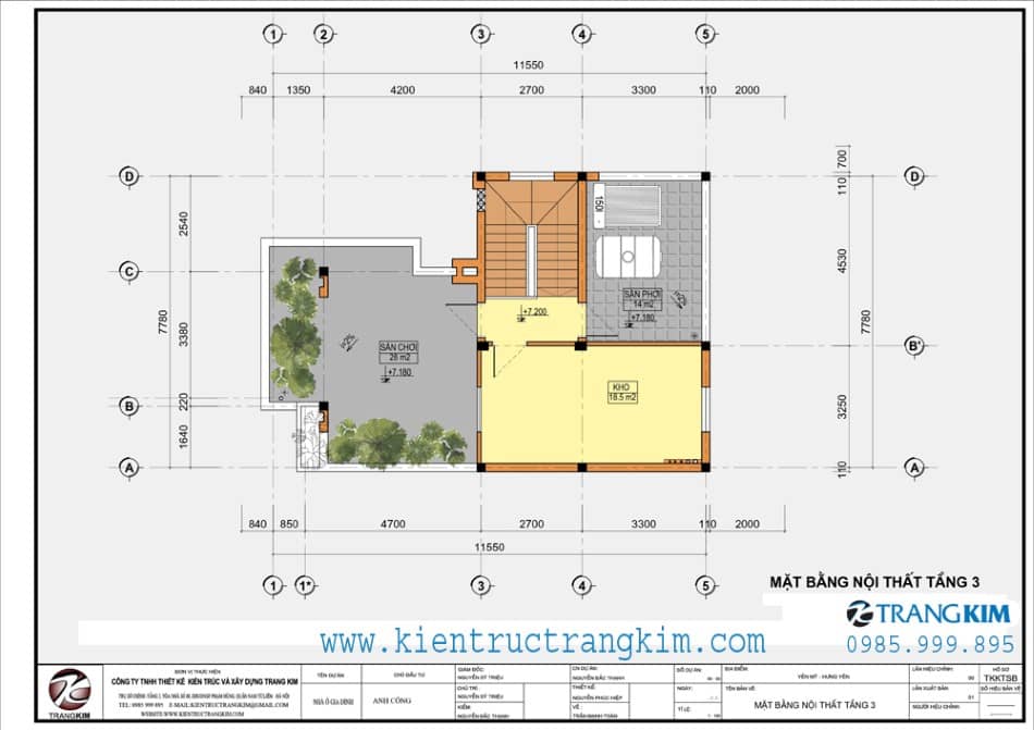 Mặt bằng thiết kế tầng tum 1 Mặt bằng thiết kế tầng tum