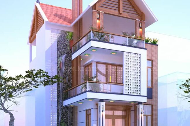 Phối cảnh kiến trúc biệt thự 3 tầng mái thái hiện đại