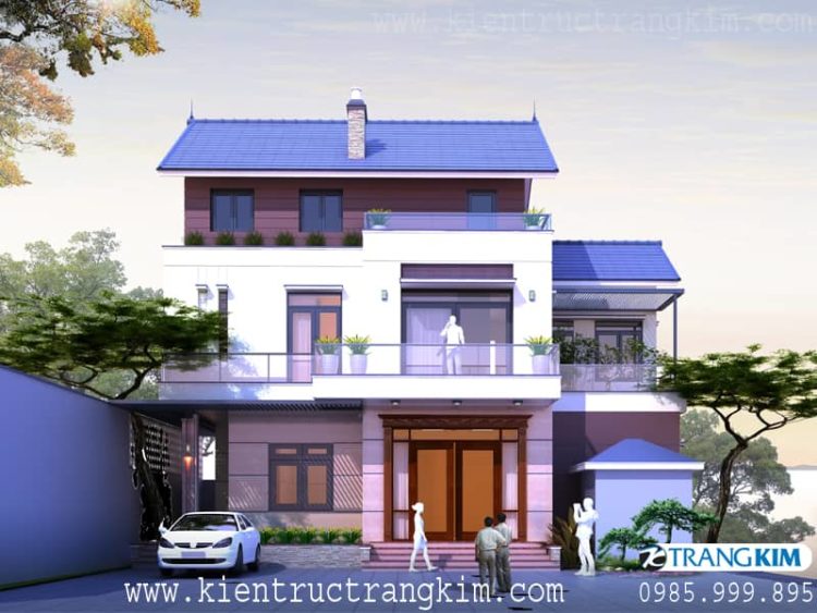 Hình ảnh phối cảnh thiết kế căn biệt thự góc 1 1 Thiết kế biệt thự 3 tầng hiện đại diện tích 300m2