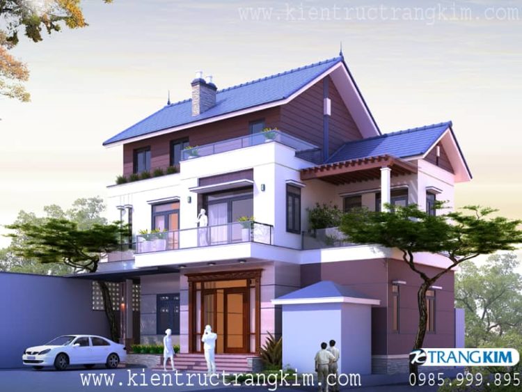 Hình ảnh phối cảnh thiết kế căn biệt thự góc 1 2 Thiết kế biệt thự 3 tầng hiện đại diện tích 300m2