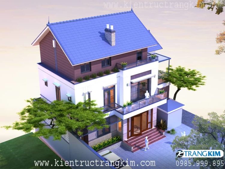 Hình ảnh phối cảnh thiết kế căn biệt thự góc 1 3 Thiết kế biệt thự 3 tầng hiện đại diện tích 300m2