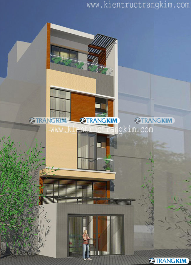 Hình ảnh phối cảnh thiết kế nhà ống mặt tiền 4,5m 4 tầng 2 Hình ảnh phối cảnh thiết kế nhà ống mặt tiền 4,5m 4 tầng 2