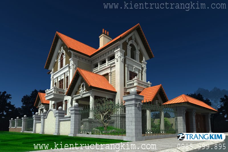 Phối cảnh thiết kế biệt thự cổ điển - v5