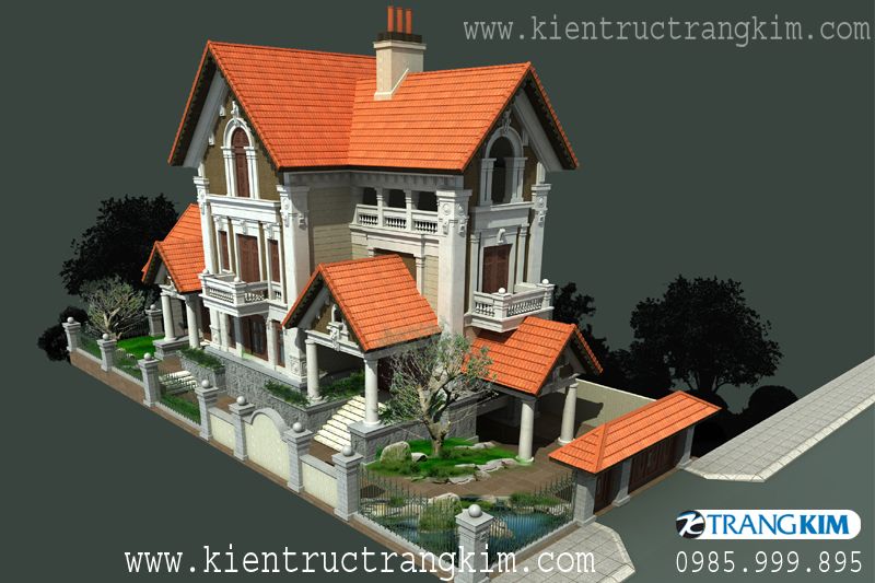 Phối cảnh thiết kế biệt thự cổ điển - v7