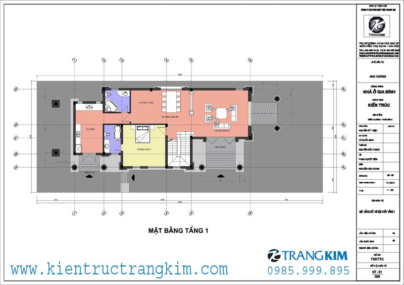Mặt bằng thiết kế biệt thự cổ điển - Tầng 1