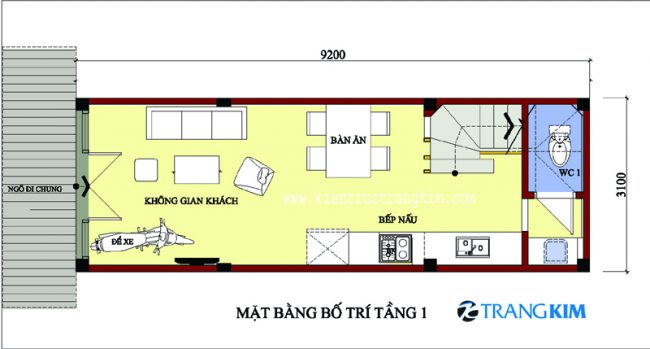 Tư vấn thiết kế kiến trúc nhà ống nhỏ 4 tầng 3,1x9,2 m - Hà Nội ...
