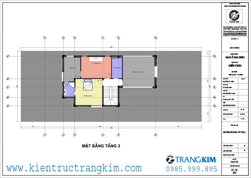 Mặt bằng thiết kế biệt thự cổ điển - Tầng 3