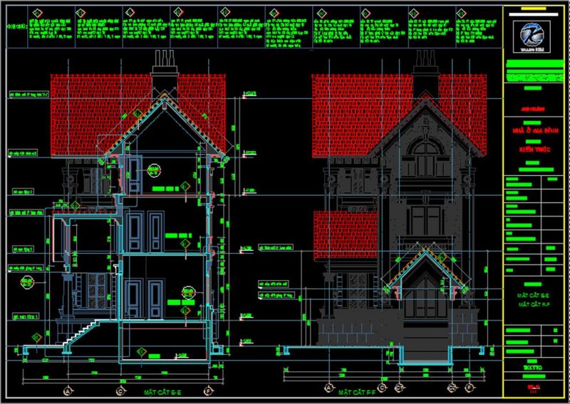 Mặt cắt thiết kế biệt thự cổ điển - 1