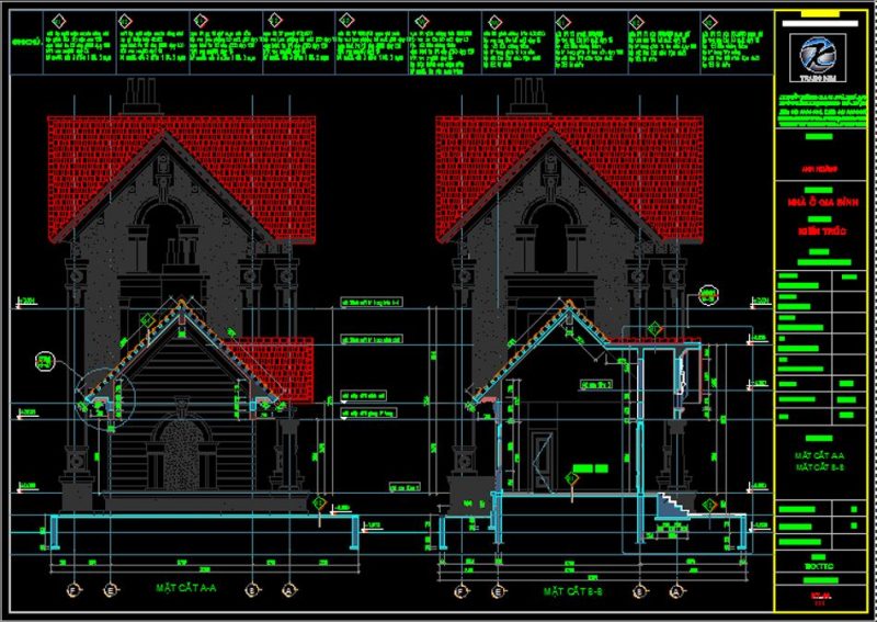 Mặt cắt thiết kế biệt thự cổ điển - 2