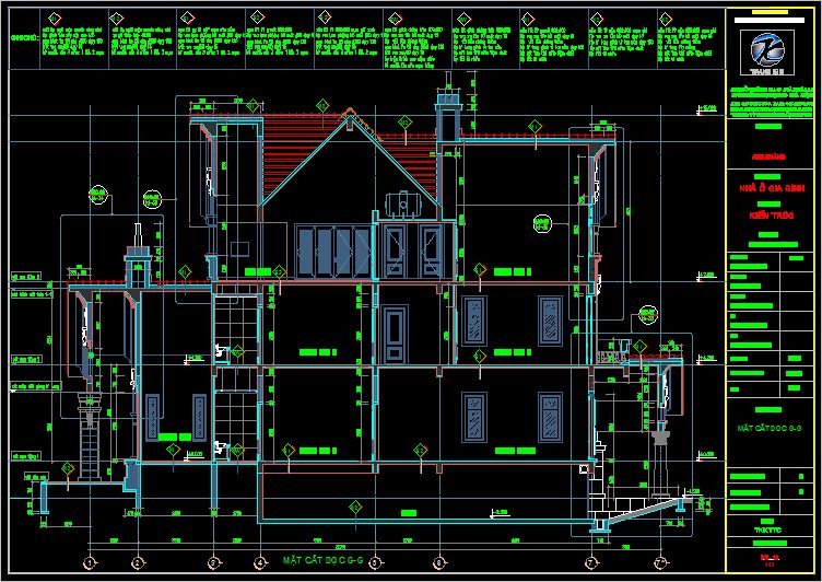 Mặt cắt thiết kế biệt thự cổ điển - 4