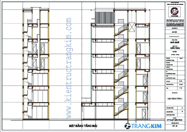 Thiết kế kiến trúc nhà nghỉ 6 tầng 1 tum - Hà Nội 2