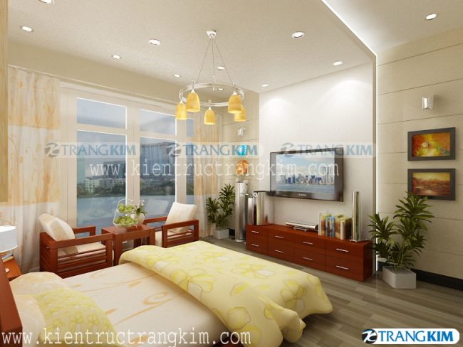 Một vài hình ảnh nội thất phòng ngủ trong thiết kế kiến trúc nhà nghỉ 5 tầng 1 tum 4