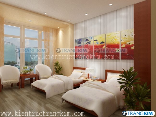 Một vài hình ảnh nội thất phòng ngủ trong thiết kế kiến trúc nhà nghỉ 5 tầng 1 tum 1