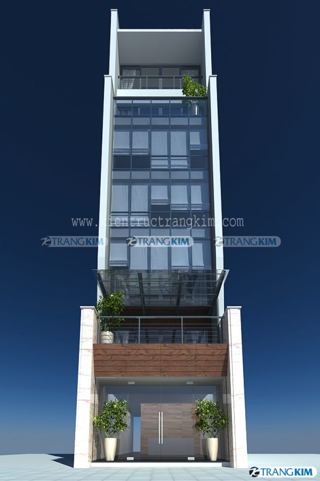 Một vài hình ảnh phối cảnh thiết kế kiến trúc nhà  nghỉ 6 tầng 1 tum tại Hà Nội 2