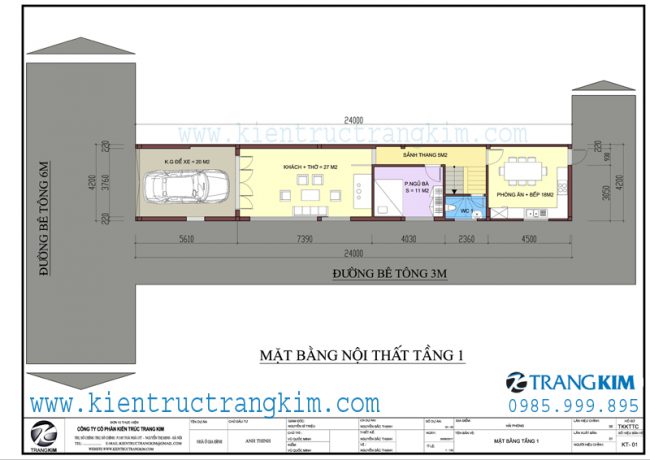 Mặt bằng thiết kế nhà ống 3 tầng hiện đại mặt tiền 4.2m tại Bắc Ninh 1