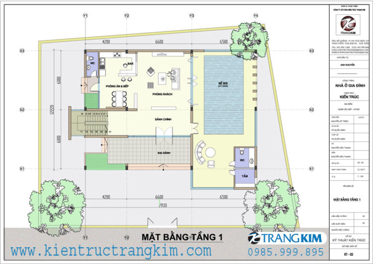 Mặt bằng biệt thự hiện đại 2 tầng mái bằng 2 Mặt bằng thiết kế tầng 1