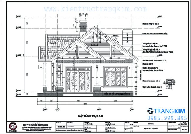 Mặt đứng thiết kế biệt thự 1 tầng hiện đại 1