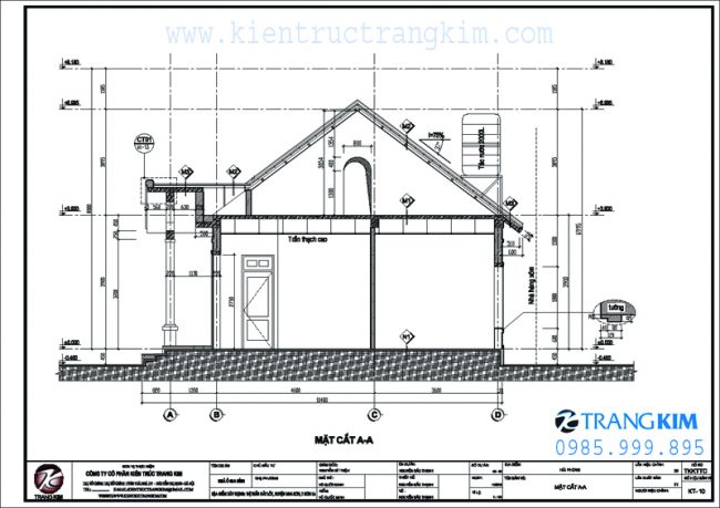 Mặt cắt thiết kế biệt thự 1 tầng hiện đại 1