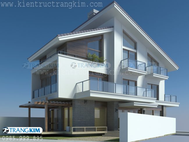 Phối cảnh thiết kế biệt thự 3 tầng hiện đại 2