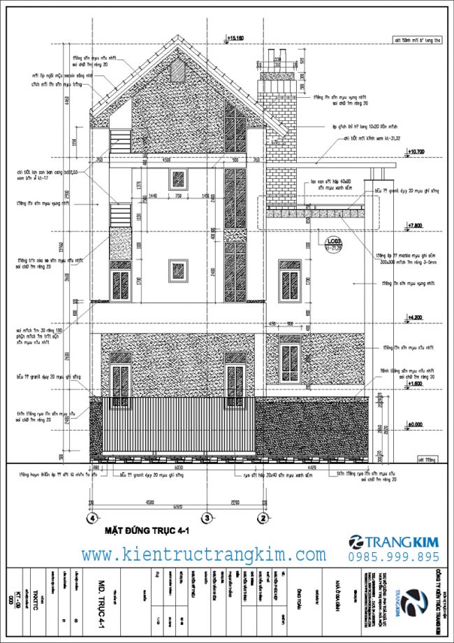 Mặt đứng, mặt cắt thiết kế biệt thự hiện đại 3 tầng mái thái 2 Mặt đứng, mặt cắt thiết kế biệt thự hiện đại 3 tầng mái thái 2