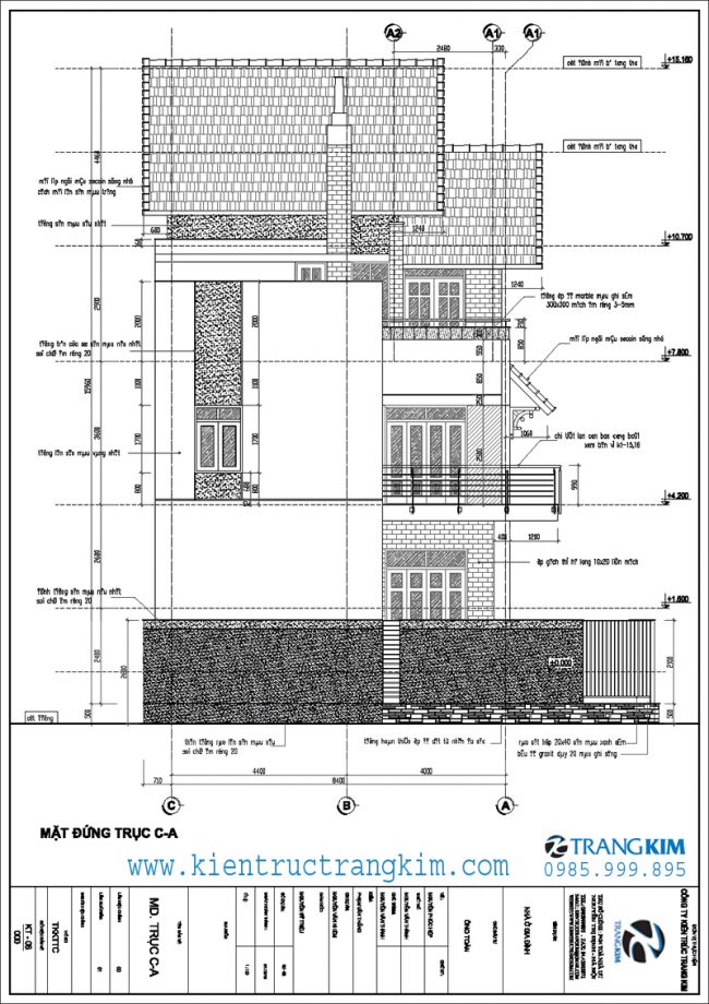 Mặt đứng, mặt cắt thiết kế biệt thự hiện đại 3 tầng mái thái 3 Mặt đứng, mặt cắt thiết kế biệt thự hiện đại 3 tầng mái thái 3