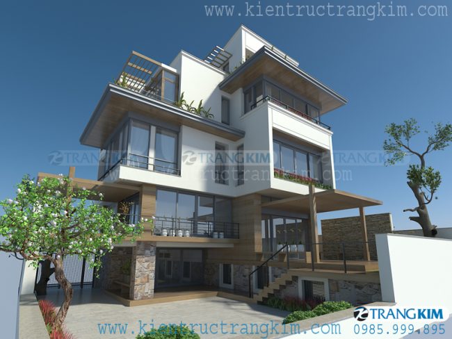 Mẫu 1: Thiết kế kiến trúc biệt thự hiện đại 4 tầng 1 Mẫu 1: Thiết kế kiến trúc biệt thự hiện đại 4 tầng 1